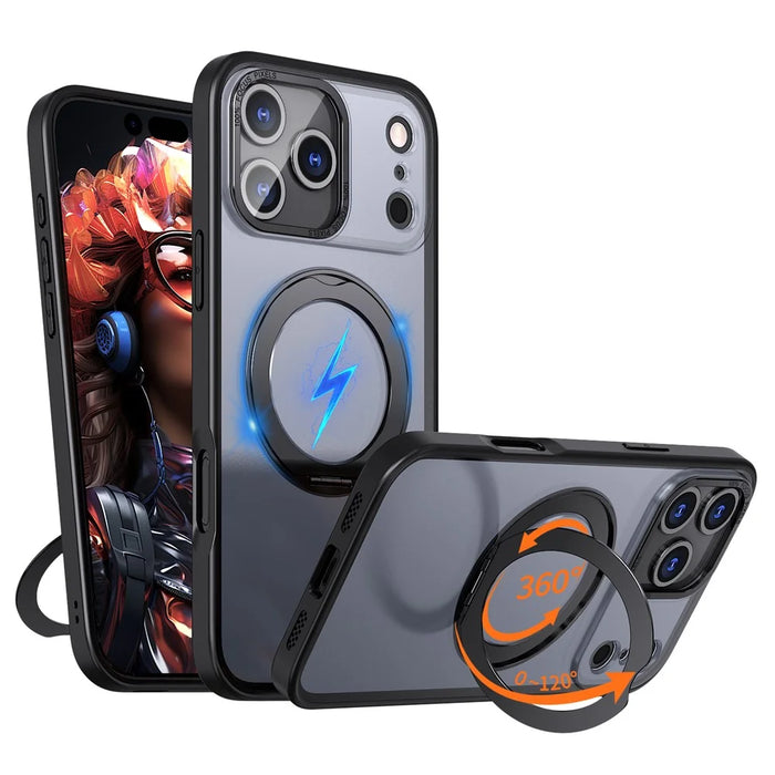For iPhone 18 Pro / 17 Pro Case Compatible with MagSafe TPU + Acrylic Kickstand Phone Cover - Black - 1