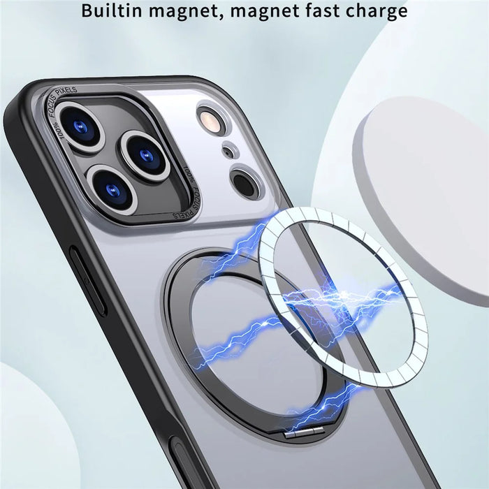 For iPhone 18 Pro / 17 Pro Case Compatible with MagSafe TPU + Acrylic Kickstand Phone Cover - Black - 2