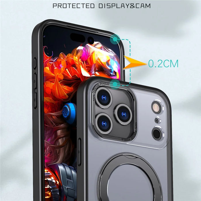 For iPhone 18 Pro / 17 Pro Case Compatible with MagSafe TPU + Acrylic Kickstand Phone Cover - Black - 5