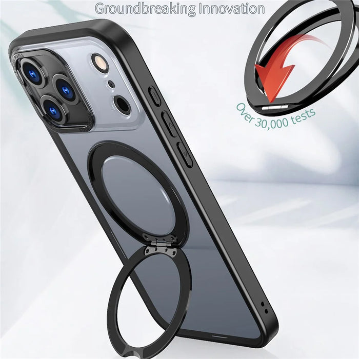 For iPhone 18 Pro / 17 Pro Case Compatible with MagSafe TPU + Acrylic Kickstand Phone Cover - Black - 6