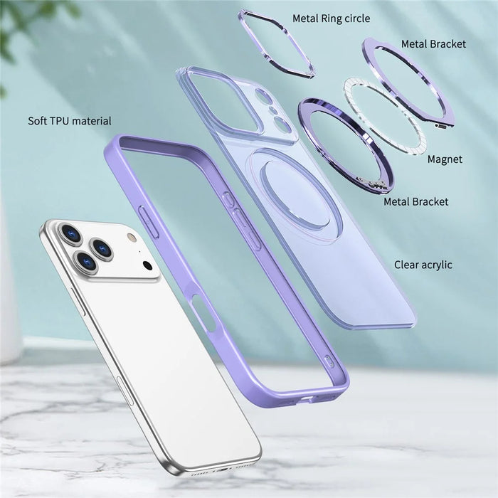 For iPhone 18 Pro Max / 17 Pro Max Case Compatible with MagSafe TPU + Acrylic Kickstand Phone Cover - Light Purple - 4