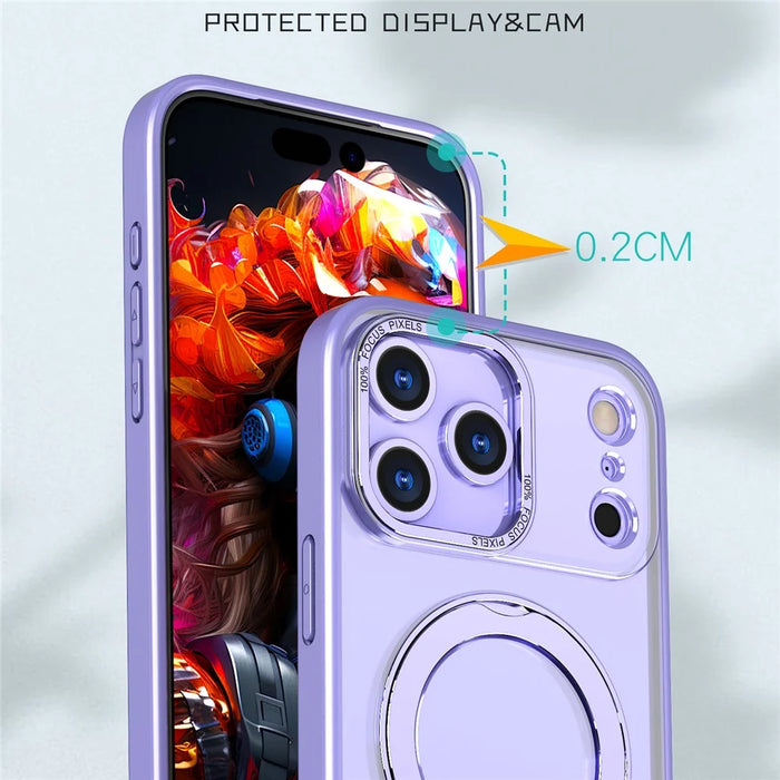 For iPhone 18 Pro Max / 17 Pro Max Case Compatible with MagSafe TPU + Acrylic Kickstand Phone Cover - Light Purple - 5