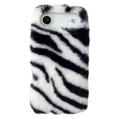 For iPhone Air Case Zebra Pattern Soft Plush TPU Phone Cover - White - 1