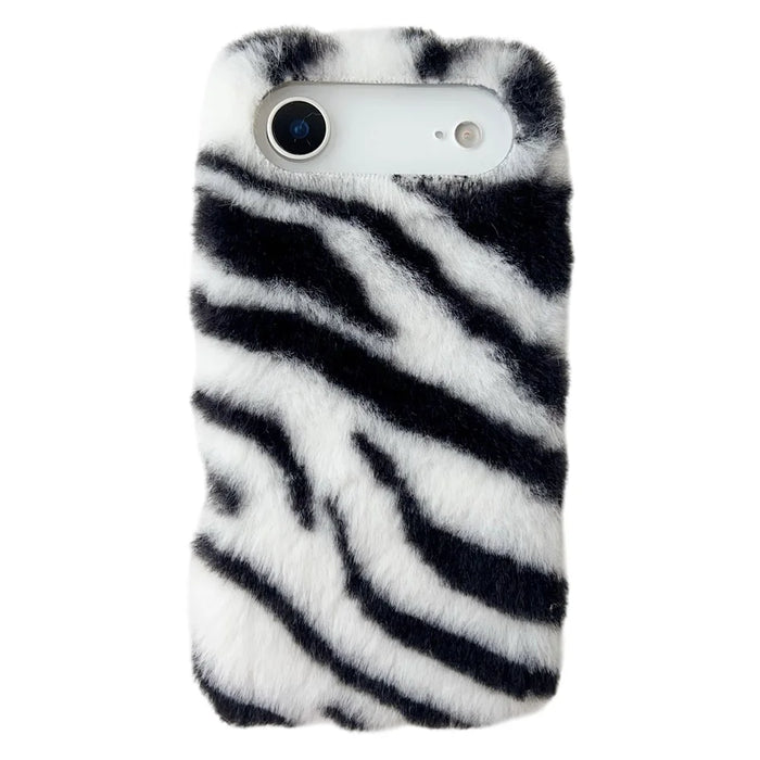For iPhone Air Case Zebra Pattern Soft Plush TPU Phone Cover - White - 1
