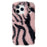 For iPhone 17 Pro Case Zebra Pattern Soft Plush TPU Phone Cover - Pink - 1