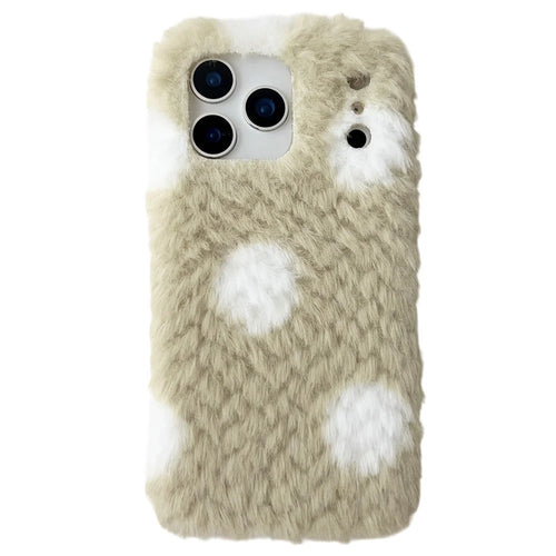 For iPhone 17 Pro Case Polka Dot Plush Soft TPU Phone Protective Cover - Green - 1