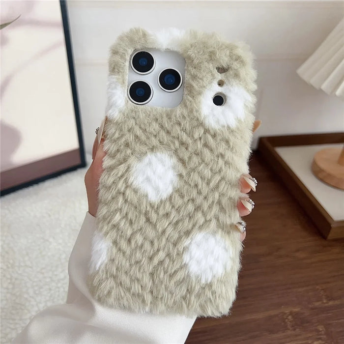 For iPhone 17 Pro Case Polka Dot Plush Soft TPU Phone Protective Cover - Green - 2