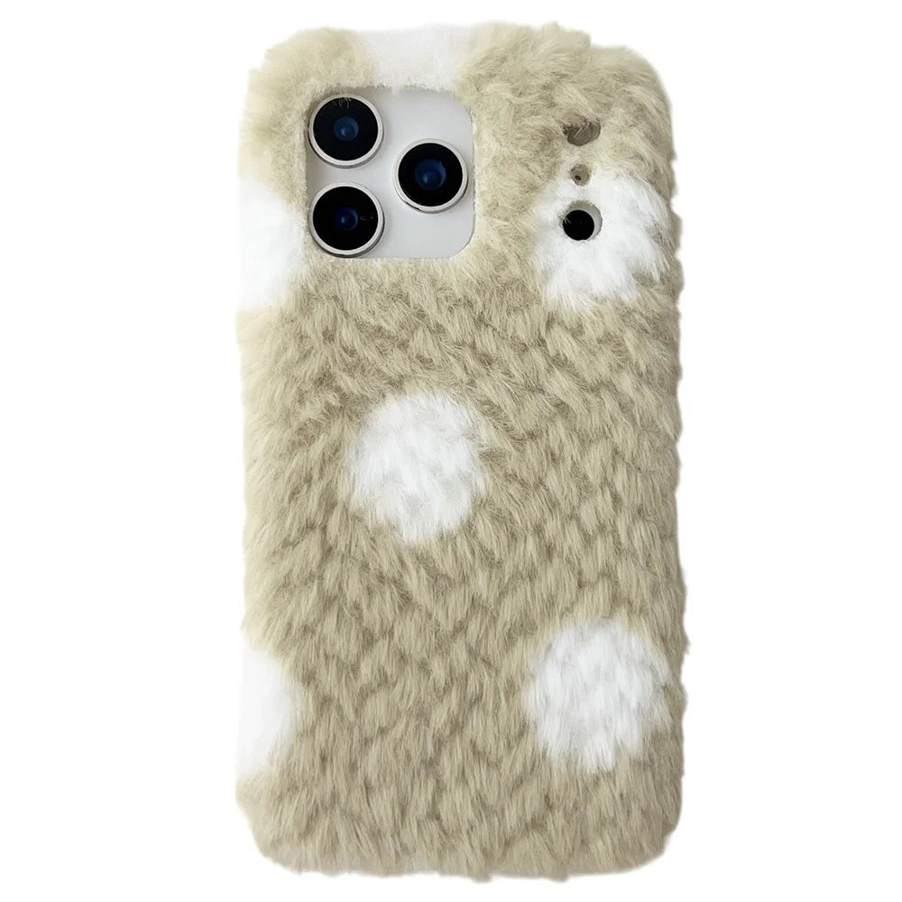 For iPhone 17 Pro Max Case Polka Dot Plush Soft TPU Phone Protective Cover - Green - 1