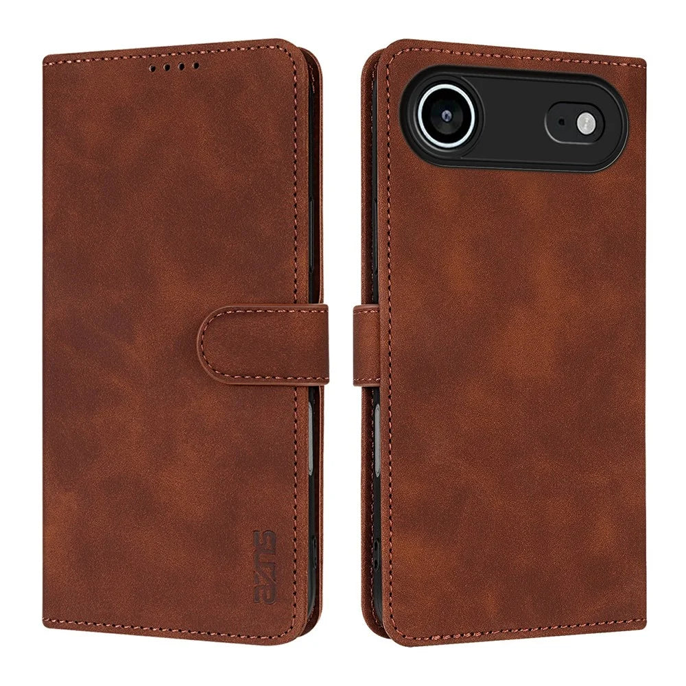 AZNS For iPhone Air Case PU Leather Wallet Phone Cover - Brown - 1