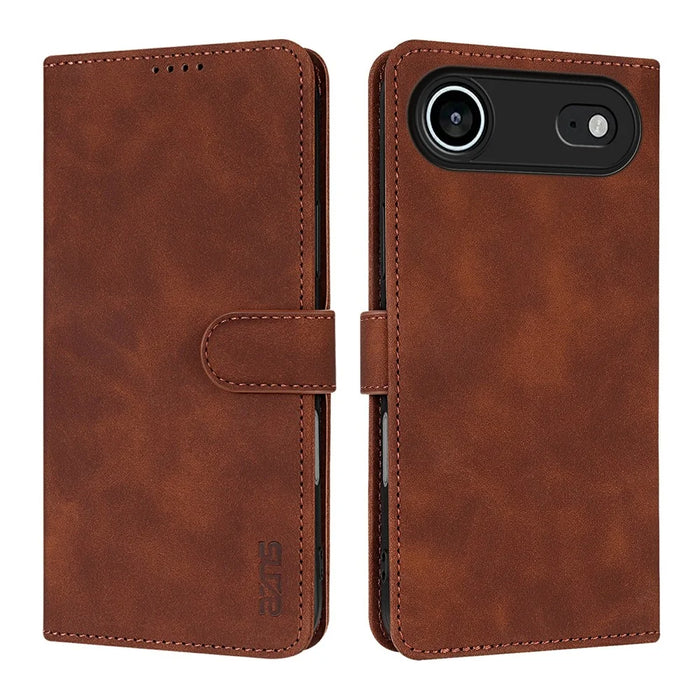AZNS For iPhone Air Case PU Leather Wallet Phone Cover - Brown - 1