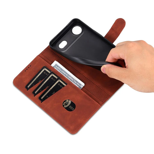 AZNS For iPhone Air Case PU Leather Wallet Phone Cover - Brown - 2