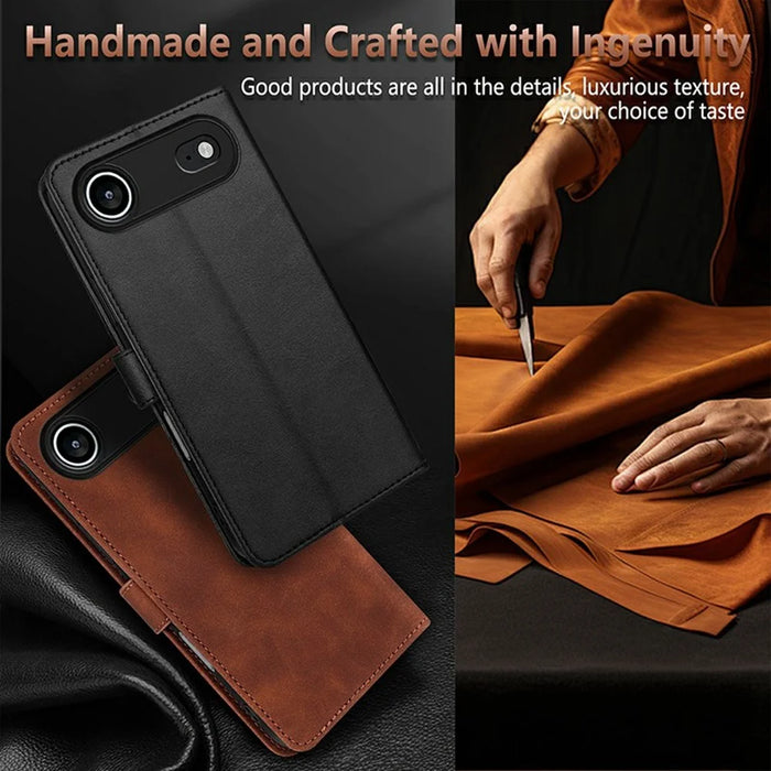 AZNS For iPhone Air Case PU Leather Wallet Phone Cover - Brown - 4