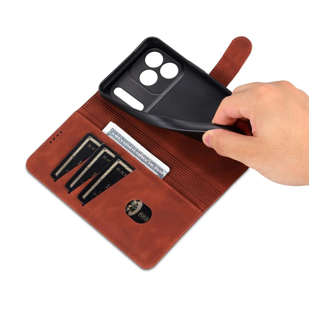 AZNS For iPhone 18 Pro / 17 Pro Case PU Leather Wallet Phone Cover - Brown - 2