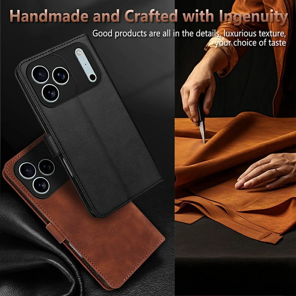 AZNS For iPhone 18 Pro Max / 17 Pro Max Case PU Leather Wallet Phone Cover - Brown - 4