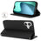 For iPhone 17 Case Stand Wallet Litchi Texture Leather Flip Phone Cover with Strap - Black - 3