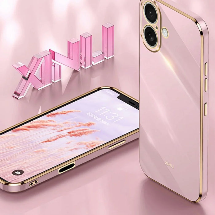 XINLI For iPhone 17 Case TPU Phone Cover with Electroplating Frame - Cyan - 4