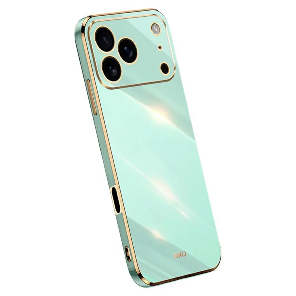 XINLI For iPhone 17 Pro Case TPU Phone Cover with Electroplating Frame - Cyan - 1