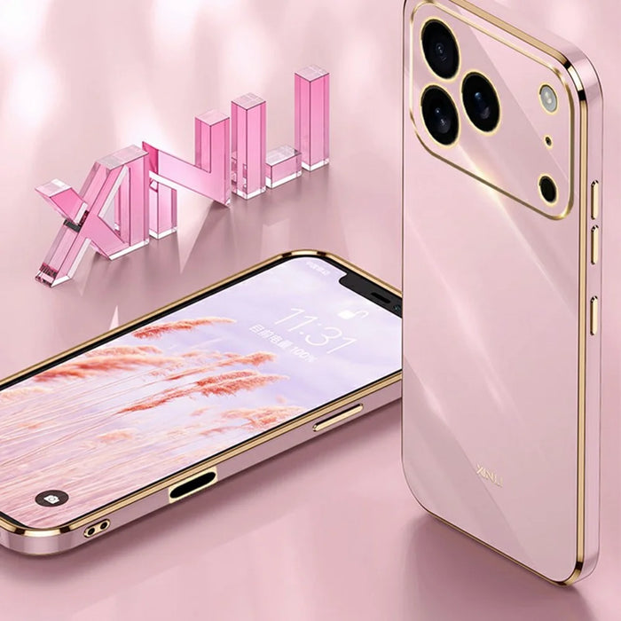 XINLI For iPhone 17 Pro Case TPU Phone Cover with Electroplating Frame - Cyan - 4