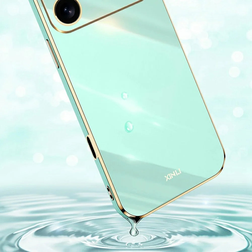 XINLI For iPhone 17 Pro Max Case TPU Phone Cover with Electroplating Frame - Cyan - 6