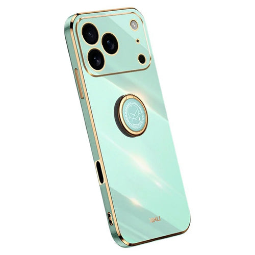 XINLI For iPhone 17 Pro Max Case Ring Kickstand Electroplating TPU Phone Cover - Cyan - 1