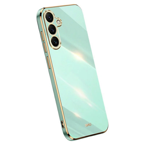 XINLI For Samsung Galaxy S25 FE Case TPU Phone Cover with Electroplating Frame - Cyan - 1