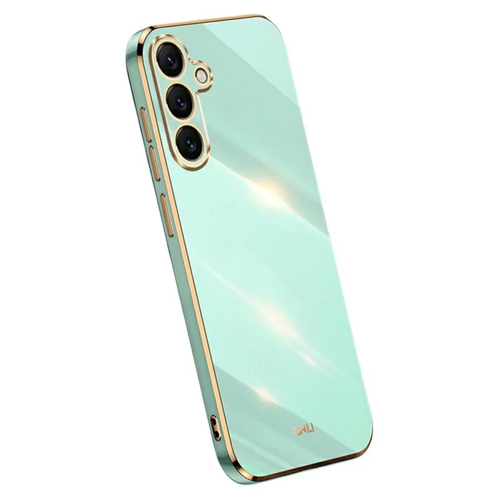 XINLI For Samsung Galaxy S25 FE Case TPU Phone Cover with Electroplating Frame - Cyan - 1
