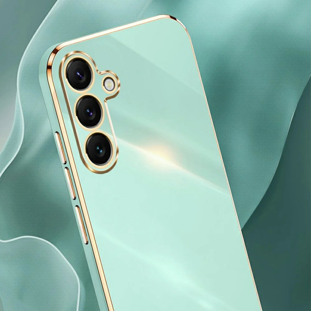 XINLI For Samsung Galaxy S25 FE Case TPU Phone Cover with Electroplating Frame - Cyan - 2