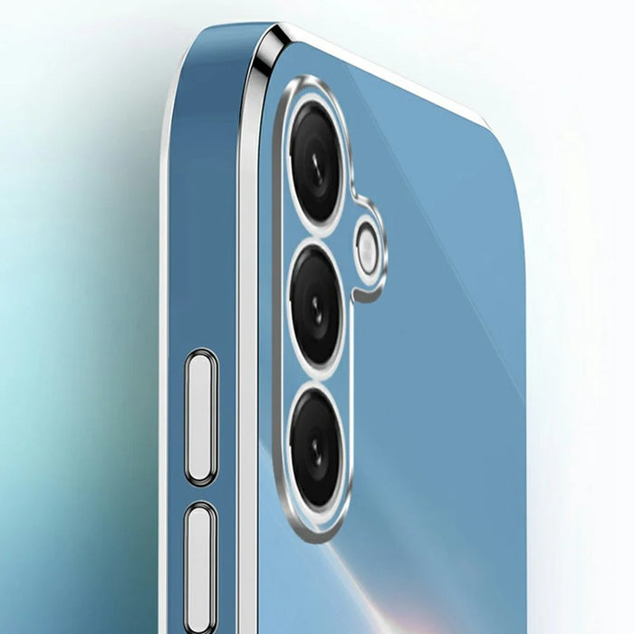 XINLI For Samsung Galaxy S25 FE Case TPU Phone Cover with Electroplating Frame - Cyan - 5