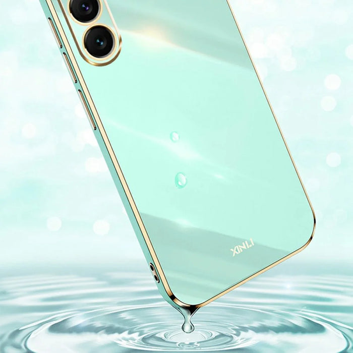 XINLI For Samsung Galaxy S25 FE Case TPU Phone Cover with Electroplating Frame - Cyan - 6