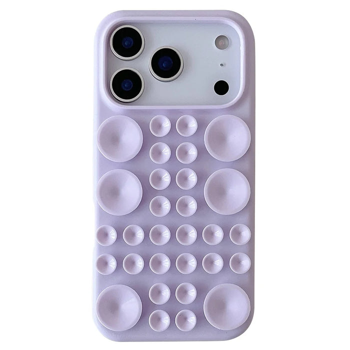 For iPhone 17 Pro Max Case Suction Cup Silicone Phone Cover with Fabric Lining - Light Purple - 1