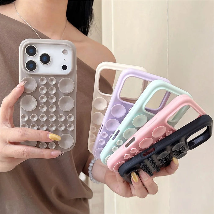 For iPhone 17 Pro Max Case Suction Cup Silicone Phone Cover with Fabric Lining - Light Purple - 5