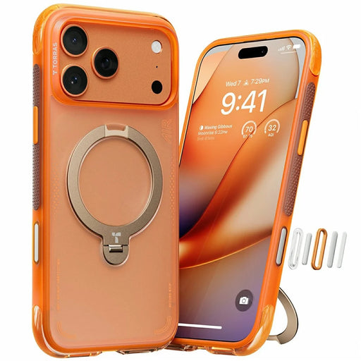 TORRAS Ostand Q3 Air Series For iPhone 17 Pro Max Case Compatible with MagSafe Shockproof PC + TPU Phone Cover with Kickstand - Orange - 1