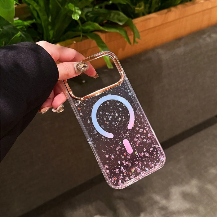 For iPhone 17 Pro Max Case Compatible with MagSafe IMD Bling Glitter PC + TPU Back Cover - Pink - 2
