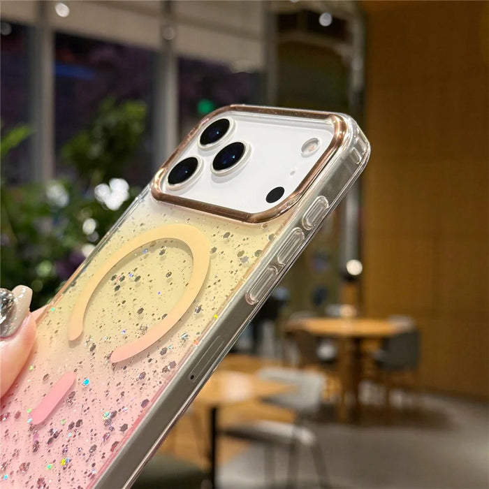 For iPhone 17 Pro Max Case Compatible with MagSafe IMD Bling Glitter PC + TPU Back Cover - Pink - 5