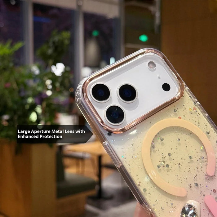 For iPhone 17 Pro Max Case Compatible with MagSafe IMD Bling Glitter PC + TPU Back Cover - Pink - 6