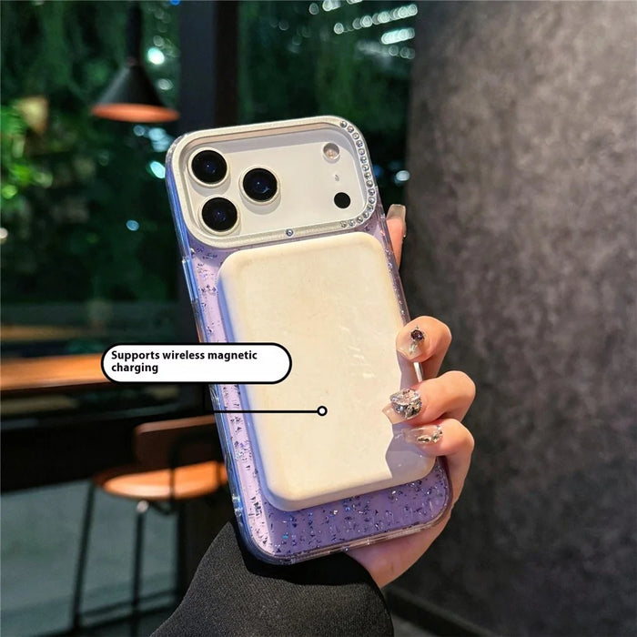 For iPhone 17 Pro Case Compatible with MagSafe IMD Glitter Glacier Texture TPU PC Phone Back Cover - Purple - 2