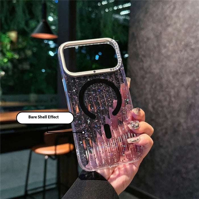 For iPhone 17 Pro Case Compatible with MagSafe IMD Glitter Glacier Texture TPU PC Phone Back Cover - Purple - 3