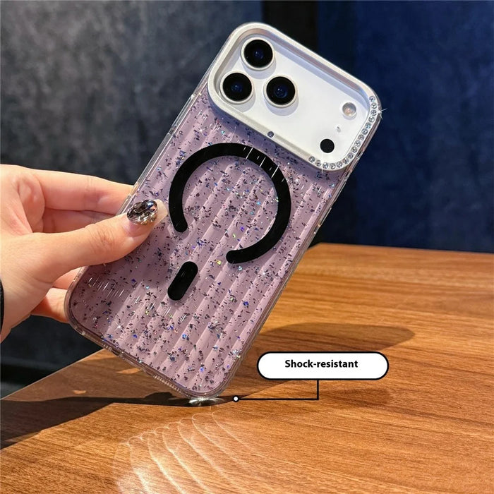 For iPhone 17 Pro Case Compatible with MagSafe IMD Glitter Glacier Texture TPU PC Phone Back Cover - Purple - 5