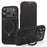 For iPhone 17 Pro Case Compatible with MagSafe RFID Blocking Leather Wallet Cover with Rotating Ring Kickstand - Black - 1