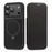 For iPhone 17 Pro Case Compatible with MagSafe RFID Blocking Leather Wallet Cover with Rotating Ring Kickstand - Black - 2