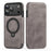 For iPhone 17 Pro Max Case Compatible with MagSafe RFID Blocking Leather Wallet Cover with Rotating Ring Kickstand - Grey - 2
