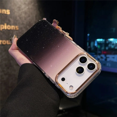 For iPhone 17 Pro Max Case IMD Gradient Glitter PC + TPU Protective Phone Cover - Black - 1