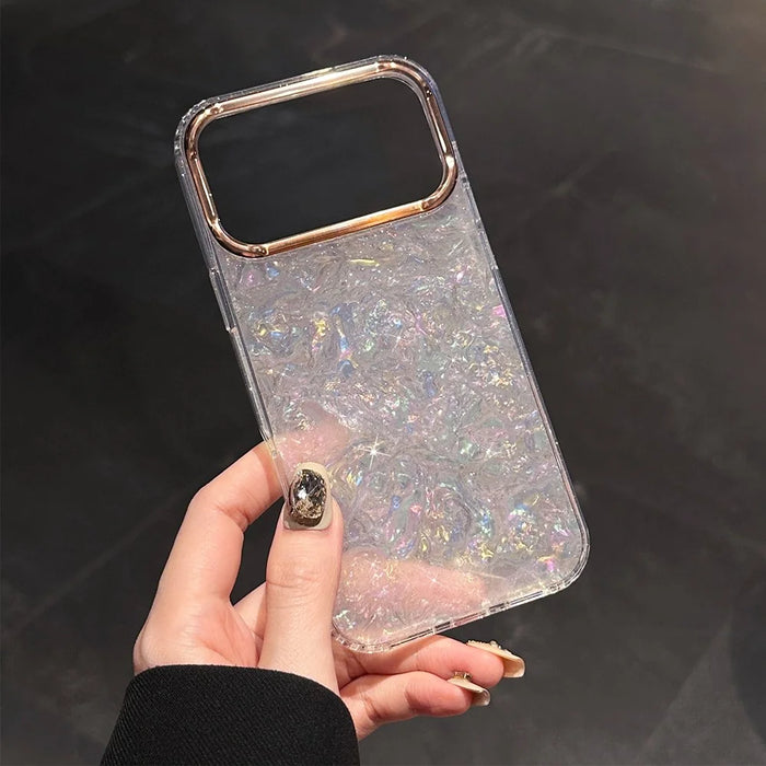 For iPhone 17 Pro Case IMD Shell Pattern PC + TPU Phone Cover - Transparent White - 2