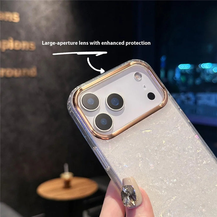 For iPhone 17 Pro Case IMD Shell Pattern PC + TPU Phone Cover - Transparent White - 3