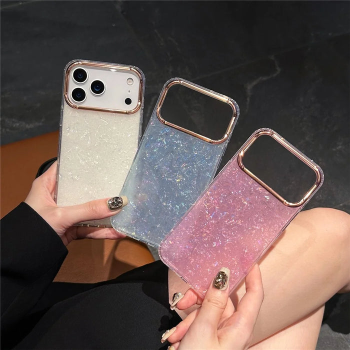 For iPhone 17 Pro Max Case IMD Shell Pattern PC + TPU Phone Cover - Transparent White - 7