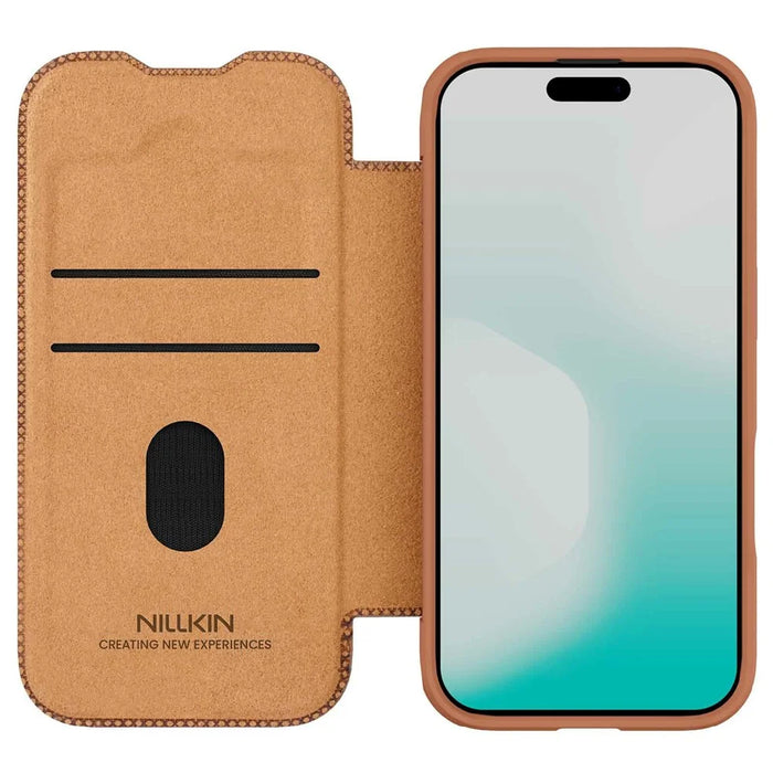 NILLKIN Qin Pro Series for iPhone 17 Case with Card Slots Leather Phone Cover - Brown - 4
