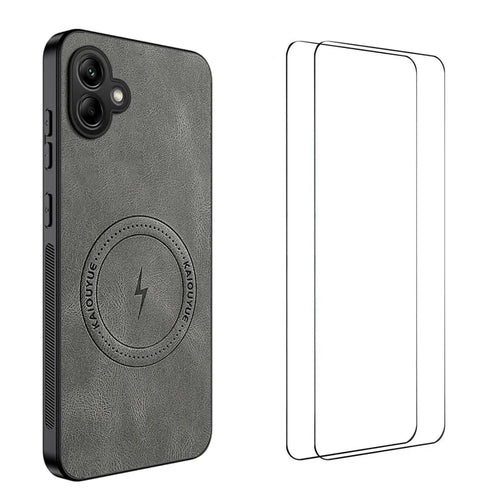 WANLONFENG For Samsung Galaxy A08 4G / A07 4G Magnetic Case  SD Series PC TPU Phone Cover with 2Pcs Screen Film - Grey - 1