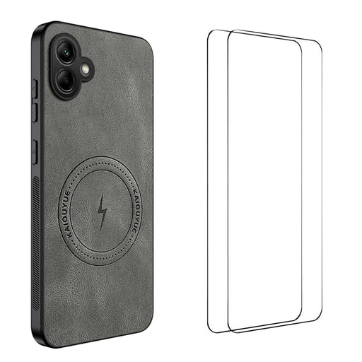 WANLONFENG For Samsung Galaxy A06 4G Magnetic Case  SD Series PC TPU Phone Cover with 2Pcs Screen Film - Grey - 1