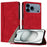For iPhone 18 Pro Max / 17 Pro Max Leather Case Triangle Patchwork Wallet Stand Shockproof Phone Cover - Red - 1
