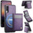 JEEHOOD For Samsung Galaxy A50 Leather Back Cover Magnetic Case  J06 Phone Case with Card Bag RFID Blocking - Purple - 1